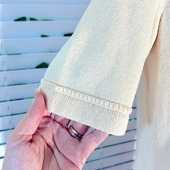 St. John Basics cream Santana knit 3 piece sweater jacket, top & skirt set